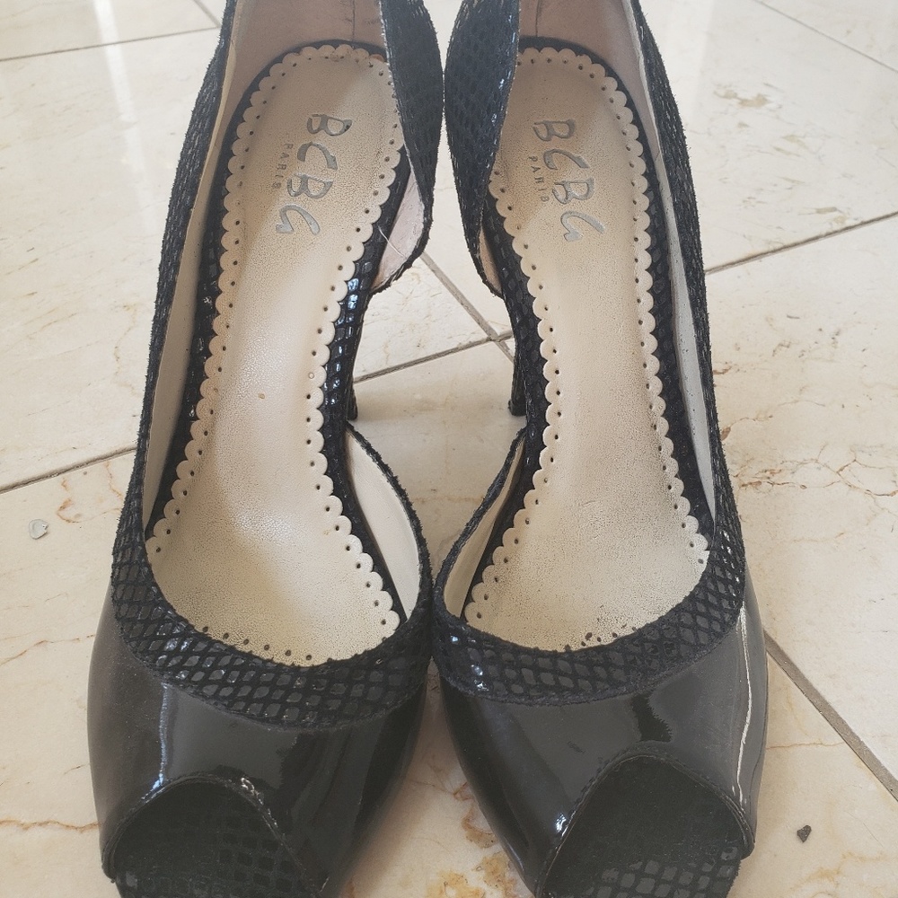 BCBG peep toes with some fun snaky trim